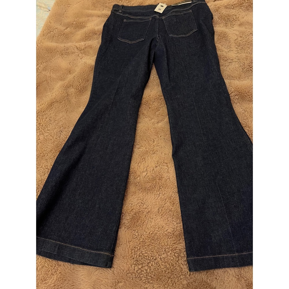 Spanx Flare Jeans Womens XL Petite Dark Indigo Blue Pull On Stretch Denim New